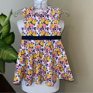 Janie and Jack Girls Floral Yellow & Pink Swing Dress NWOT Sz 2t